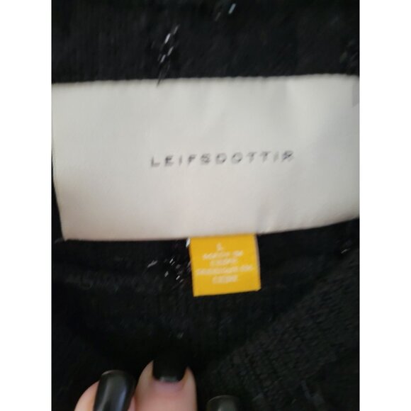 Leifsdottir Anthropologie Black dress size Large fur trim bodycon - Picture 2 of 9